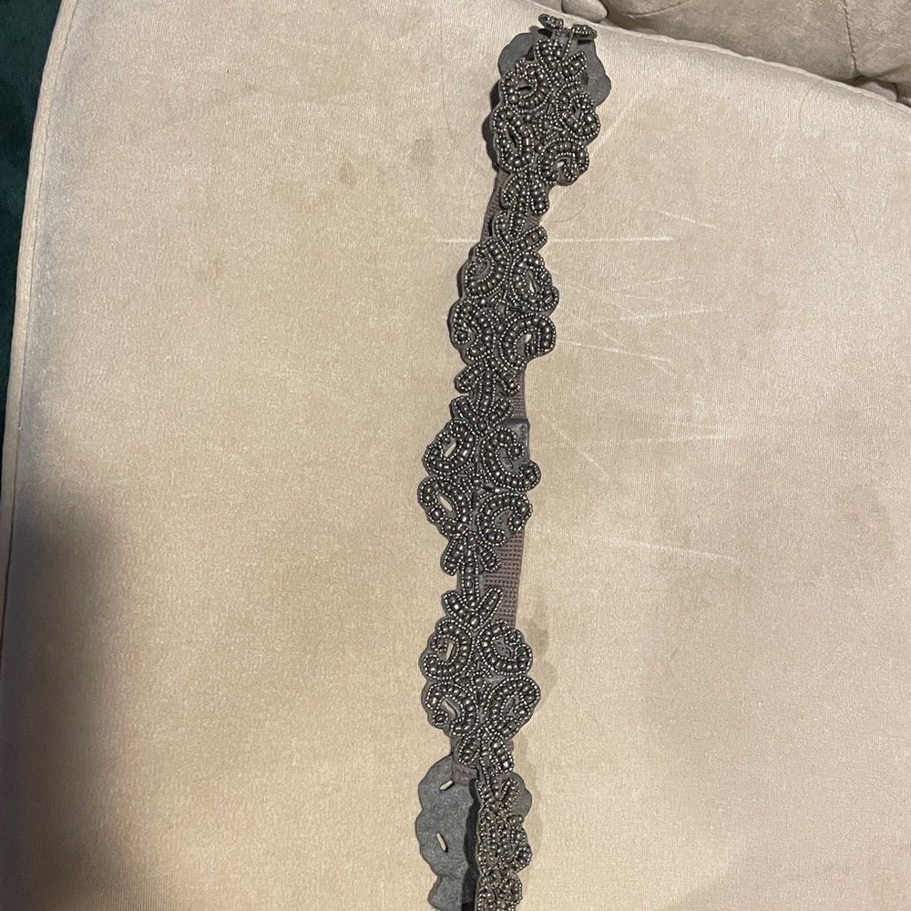 Anthropologie Silver Beaded Belt